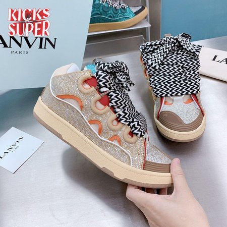LANVIN Curb sneakers in Leather and strass beige STRA-H2105 Size 35-45